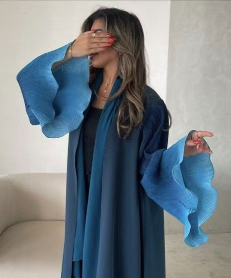 Pleated Long Shawl Women's Fashionable Elegant Gradient Cardigan Brand: aeac