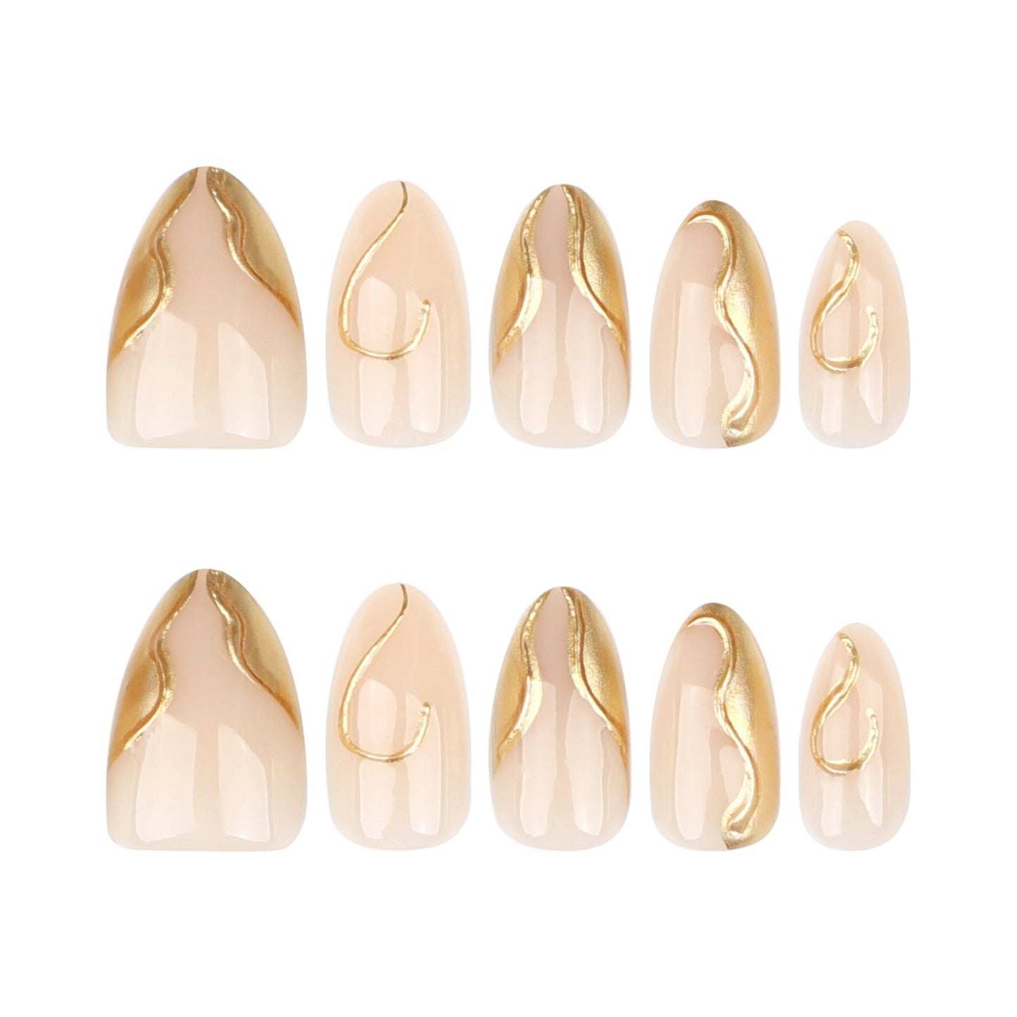 3D Gold Irregular Nail Art Fake Nails Short Style Brand: aeac