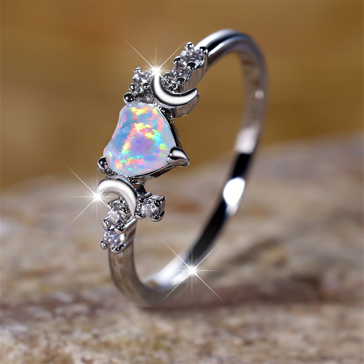 New Love Moon Three Claw Ring On Both Sides Simple Brand: aeac