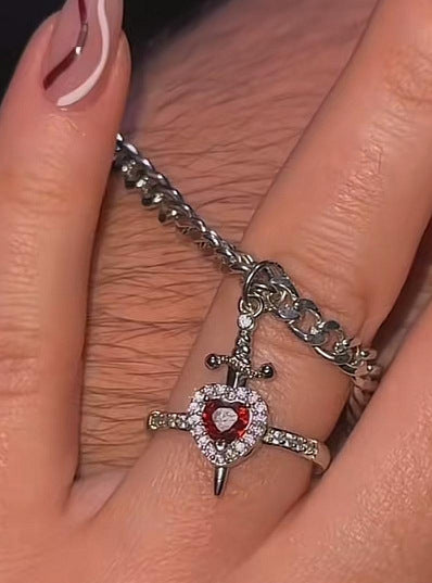 Heart Dagger Couple Necklace – Gothic Punk Red Rhinestone Gift Brand: aeac
