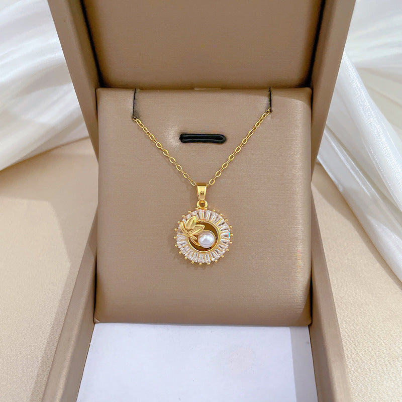 Fashion Jewelry Square Full Diamond Personalized Round Ring Leaves Necklace And Earrings Suite Brand: aeac