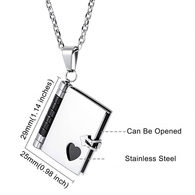 Stainless Steel Couple Book Pendant Necklace With Love Brand: aeac