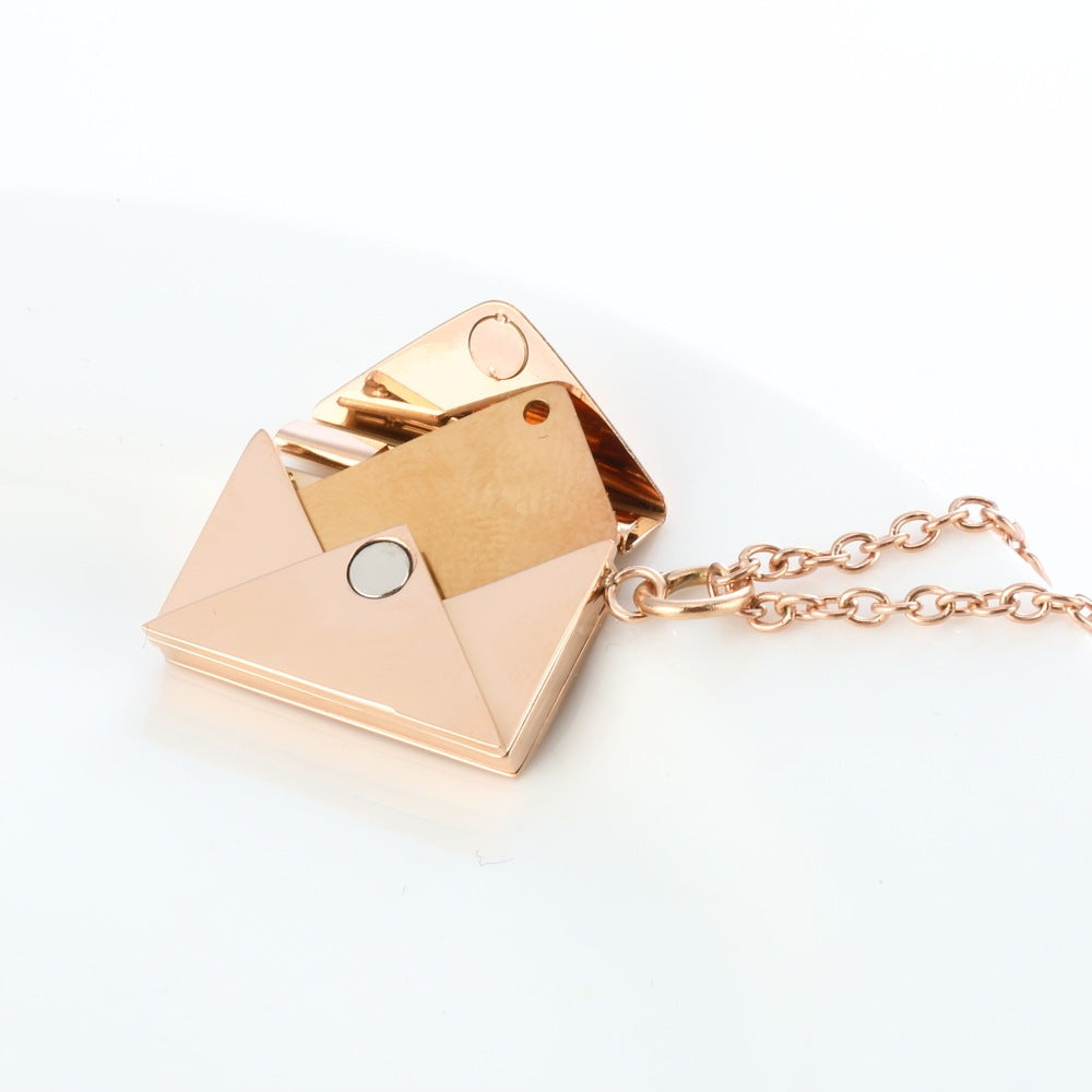 Peach Heart Envelope Necklace Couple Female Secret Hidden Message Pendant Necklace Gift Jewelry Gift Brand: aeac