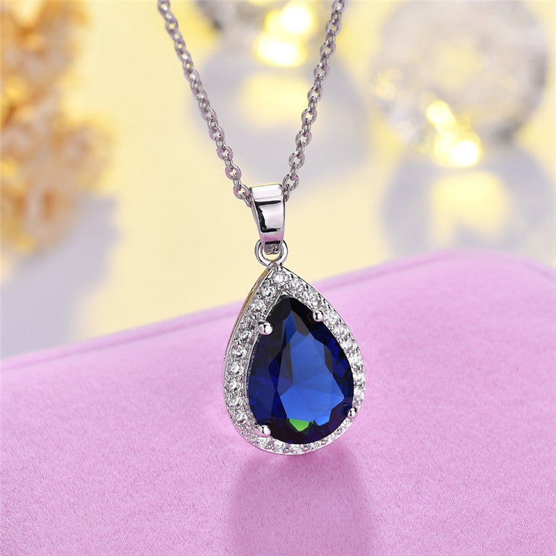 Zircon Platinum-plated Temperament AAA Crystal Drop Pendant Exquisite Necklace Brand: aeac