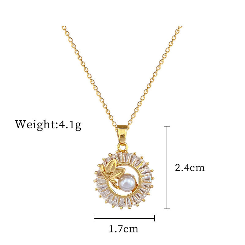 Fashion Jewelry Square Full Diamond Personalized Round Ring Leaves Necklace And Earrings Suite Brand: aeac