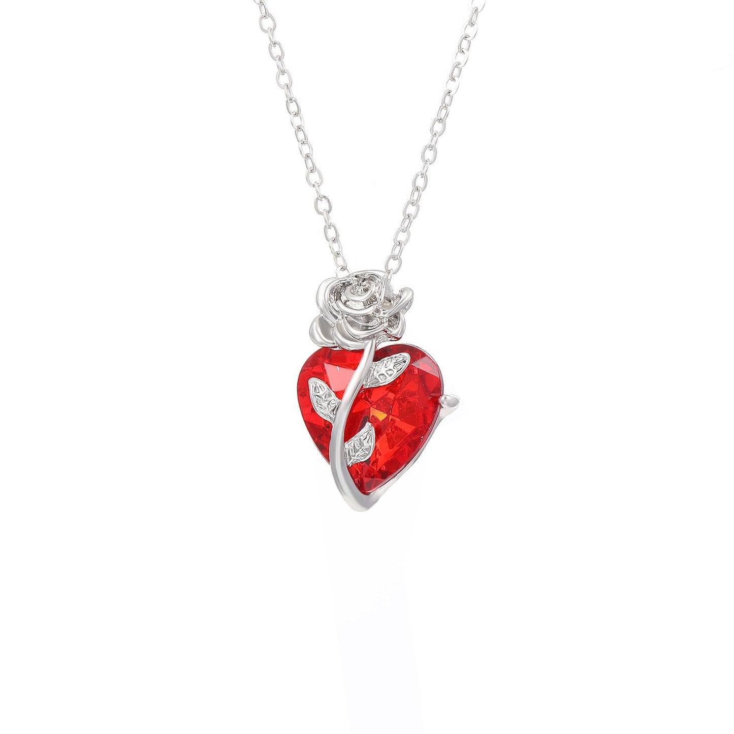Punk Rose Love Necklace Fashion Personality Heart-shaped Clavicle Chain Pendant Necklace For Valentine's Day Brand: aeac