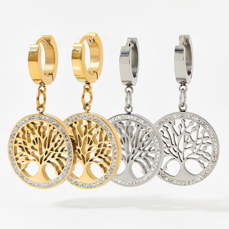 Diamond Tree Of Life Personality Earrings Brand: aeac