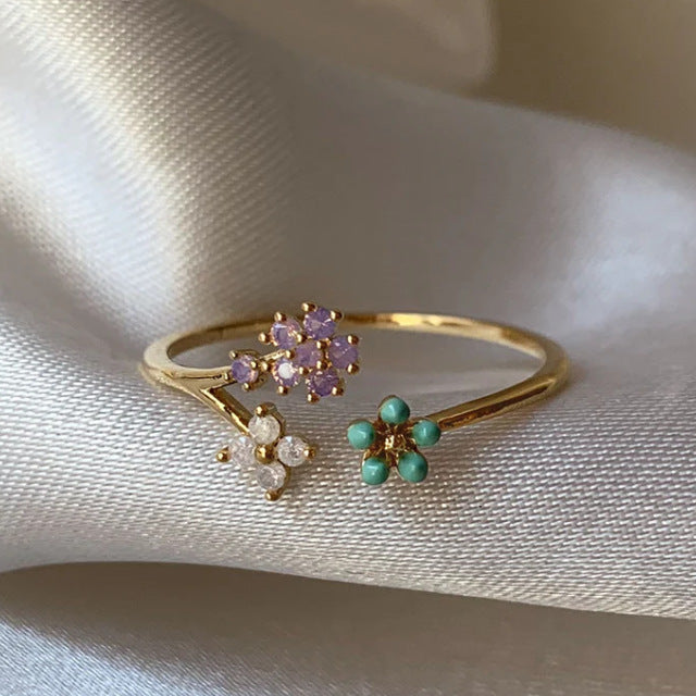 Retro Pink Heart Butterfly Flower Ring – Cute Multi-Element Open Design Brand: aeac