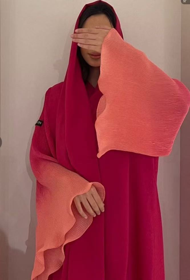 Pleated Long Shawl Women's Fashionable Elegant Gradient Cardigan Brand: aeac