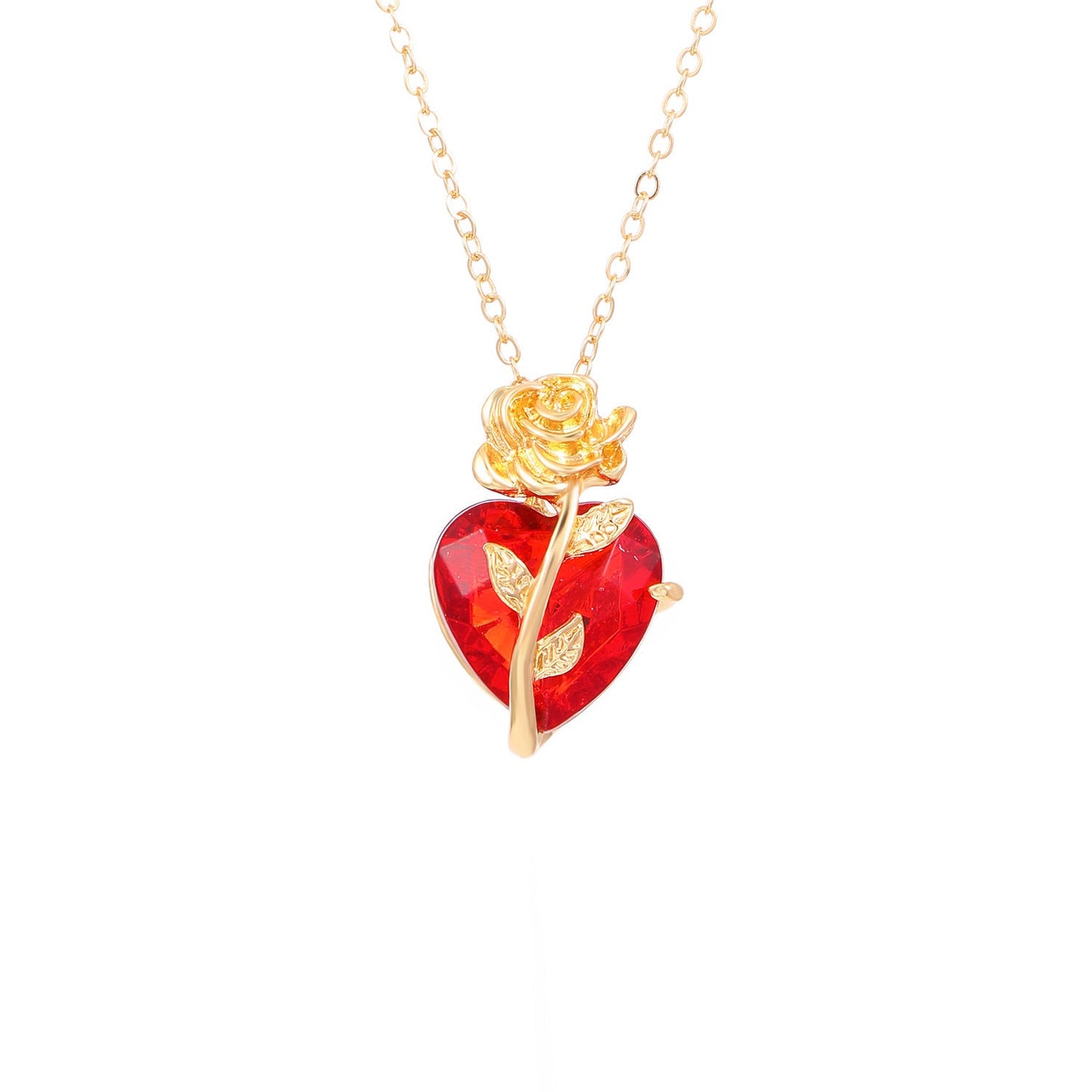 Punk Rose Love Necklace Fashion Personality Heart-shaped Clavicle Chain Pendant Necklace For Valentine's Day Brand: aeac