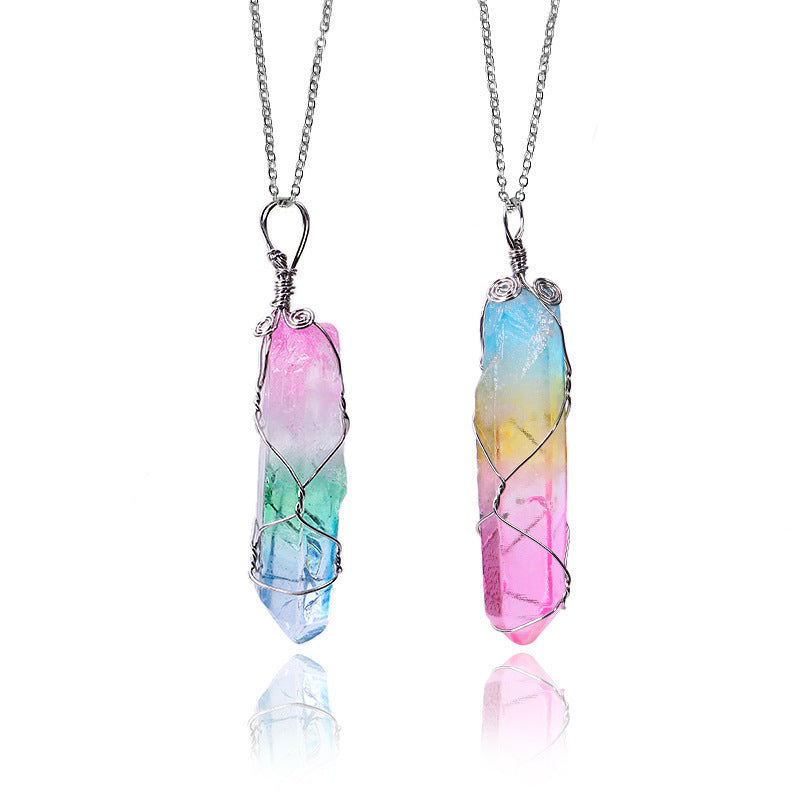 Seven Color Natural Stone Winding Hexagonal Crystal Brand: aeac