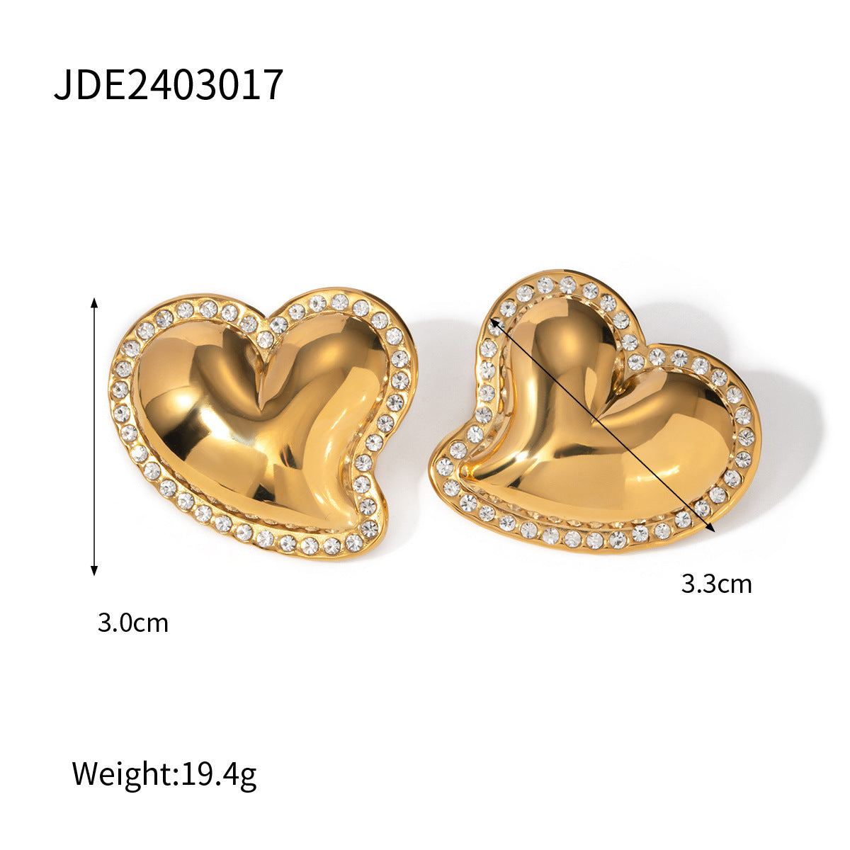 Stainless Steel Inlaid Rhinestone Twisted Heart-shaped Earrings Brand: aeac