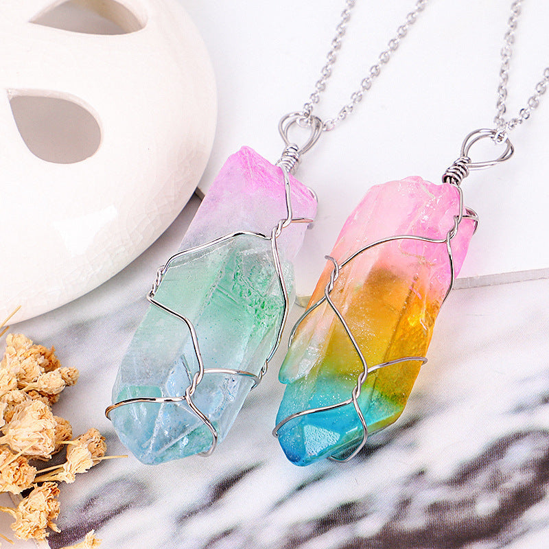 Seven Color Natural Stone Winding Hexagonal Crystal Brand: aeac