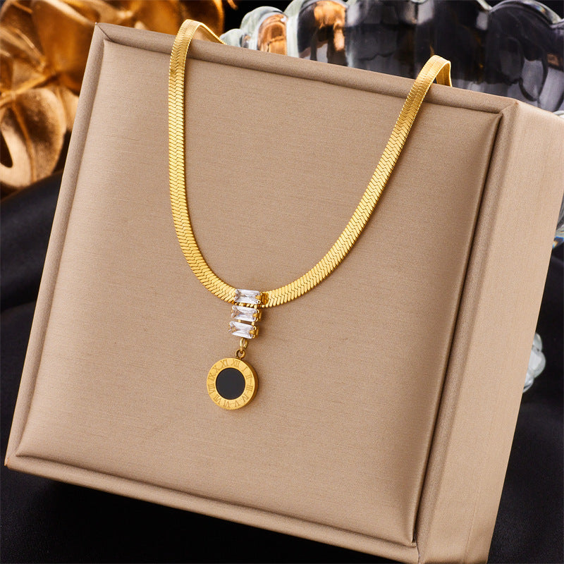 Diamond Square Pendant Titanium Steel Twin Necklace Brand: aeac