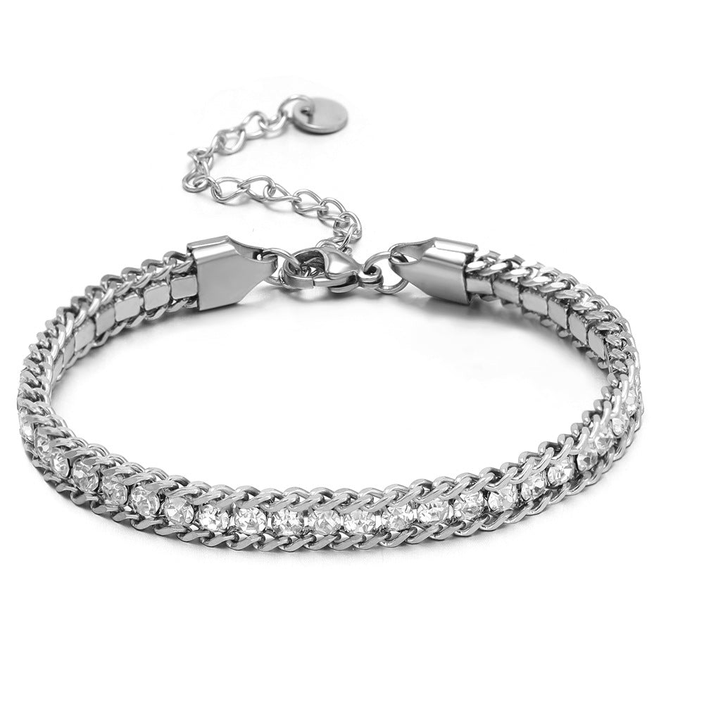 Single-sided Zircon-studded Chain Pearlt Bracelet Brand: aeac