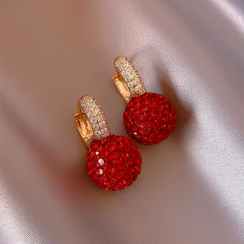 Red Earrings Fashion Stud Earrings Korean Temperament Birth Year Earrings Brand: aeac
