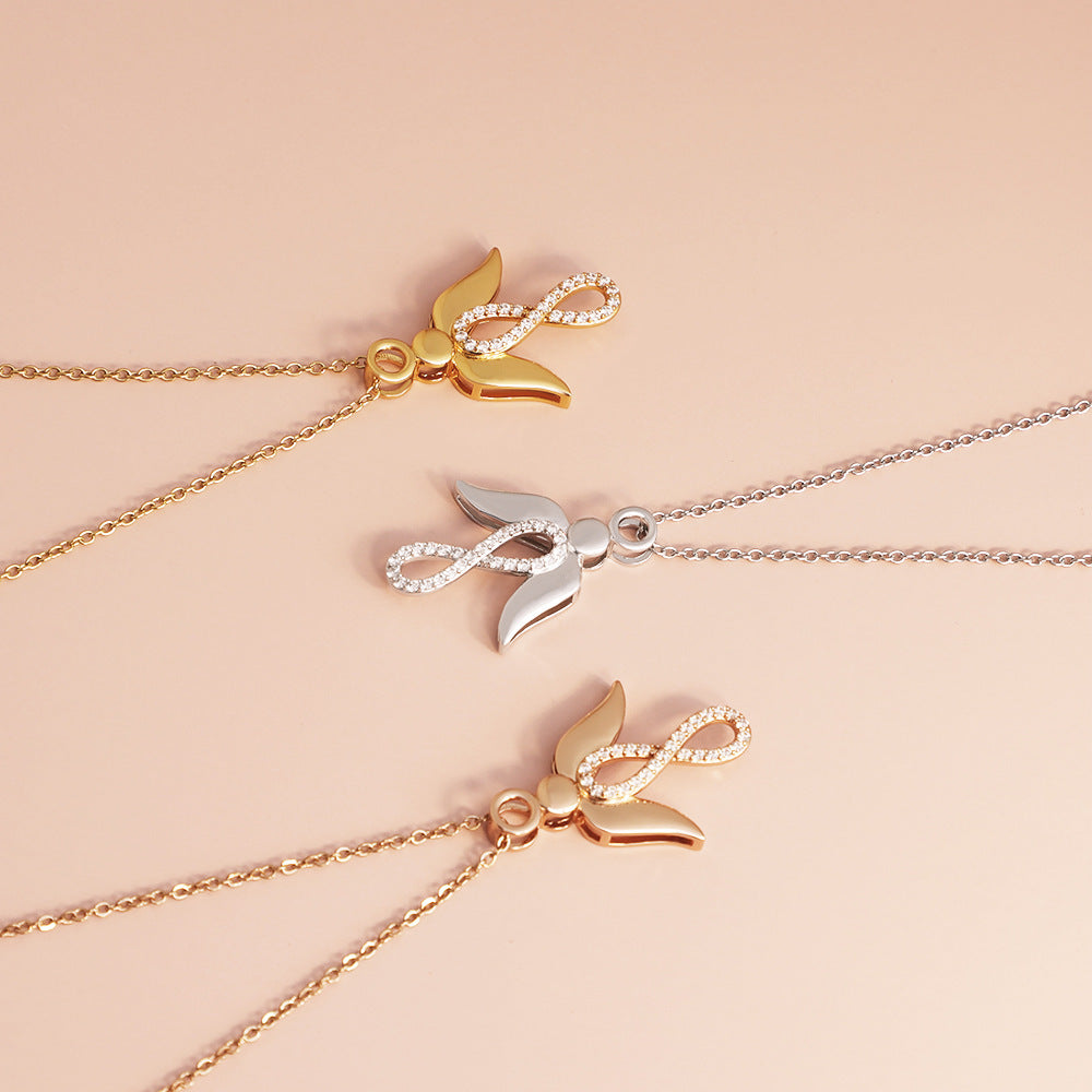 Necklace Personality Pendant Accessories Rose Gold Angel Wings Brand: aeac