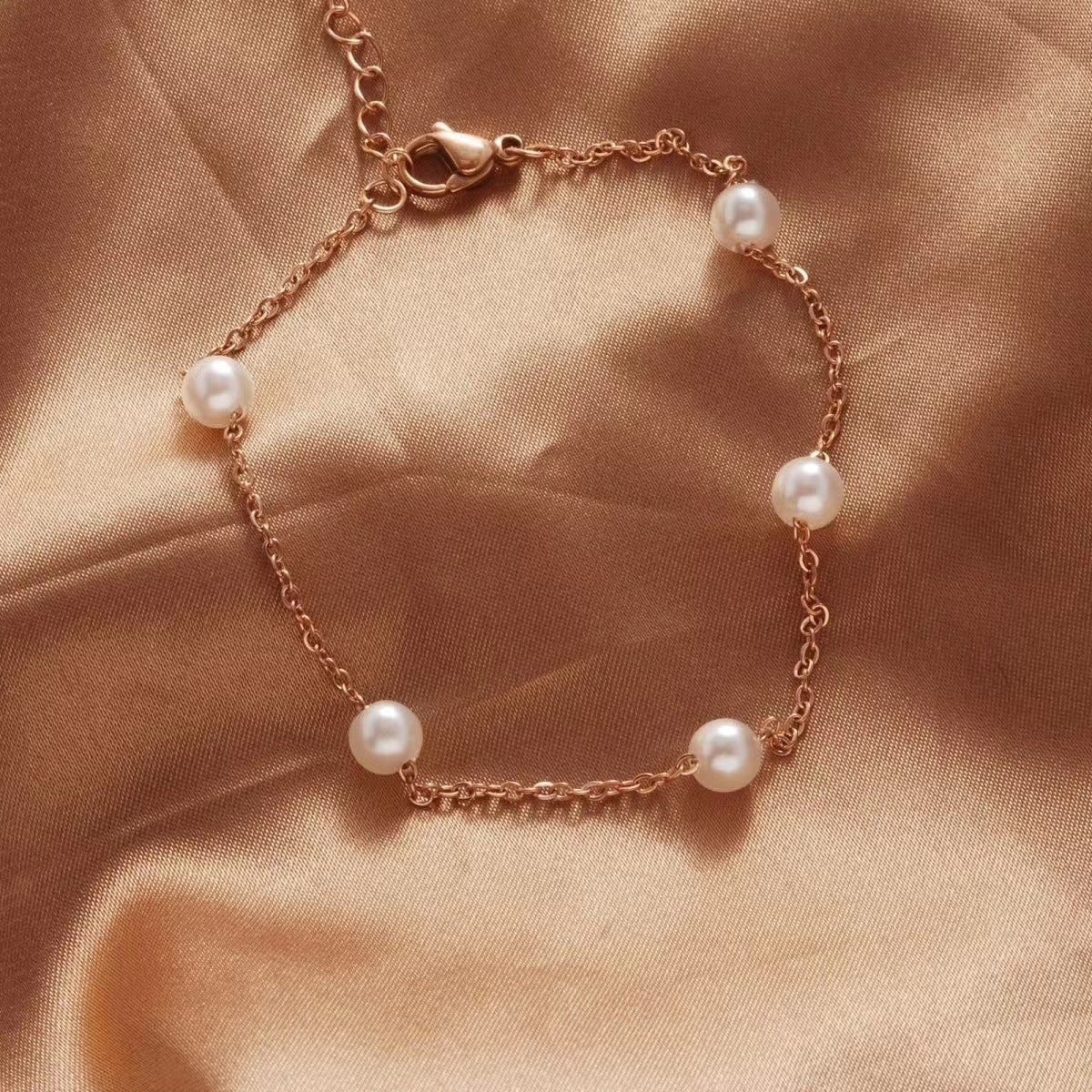 Pearl Titanium Steel Anklet Female Accessories Women's Beach Jewelry Brand: aeac