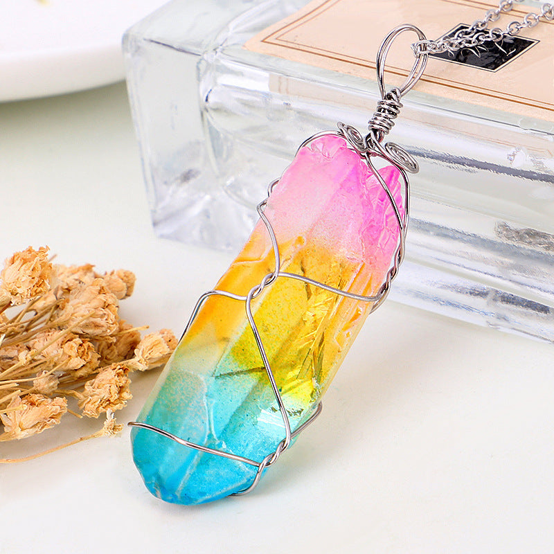 Seven Color Natural Stone Winding Hexagonal Crystal Brand: aeac
