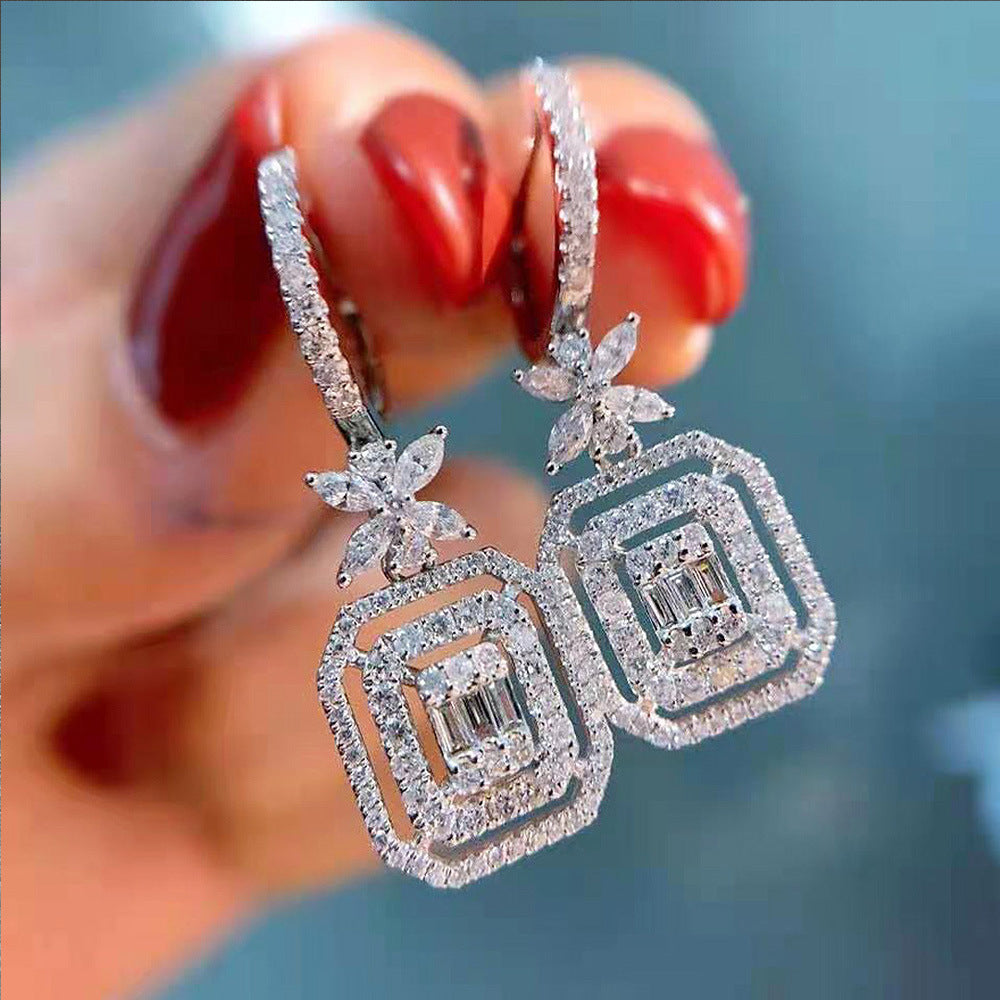 Women's Fashion Full Of Diamonds Micro-set Zirconia Bow Earrings Brand: aeac
