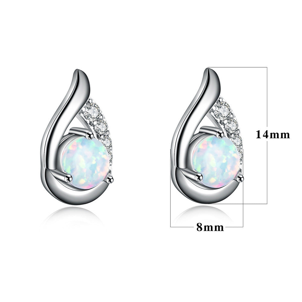 Simple All-match Opal Earrings Diamond Drop-shaped Women Brand: aeac