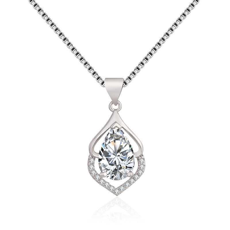 European And American Style New Colored Gems Water Drop Pendant Clavicle Chain Brand: aeac