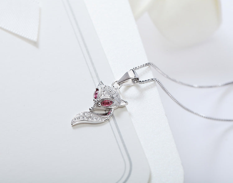 925 Sterling Silver Genuine Micro Inlaid Zircon Fox Pendant Brand: aeac