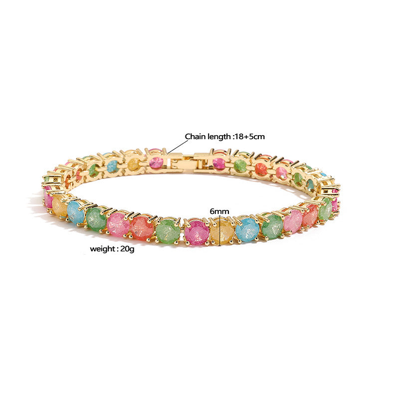 Fashionable And Light Luxury Copper Inlaid With Colored Diamond Round Bracelet Brand: aeac