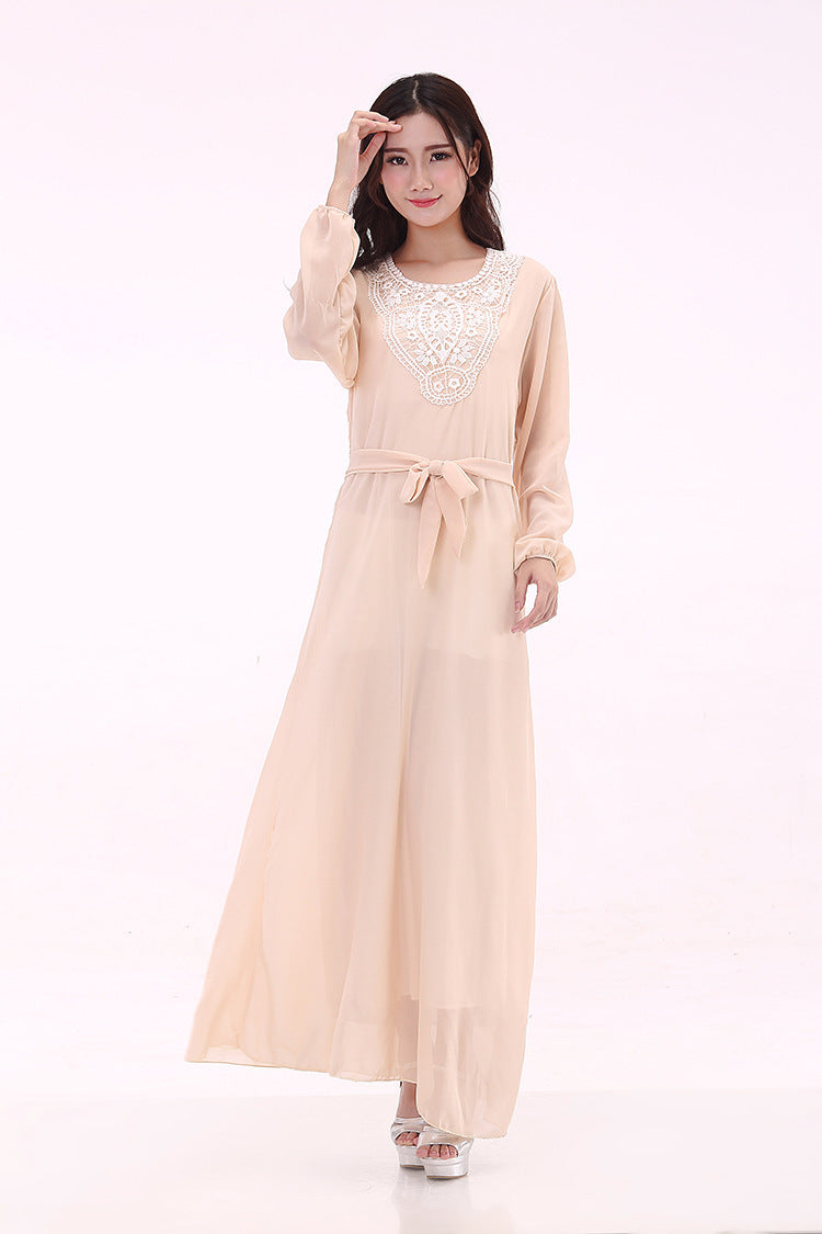 Muslim Robe Arab Hui Ethnic Women Chiffon Plus Size Women's Long-sleeved Dress Brand: aeac