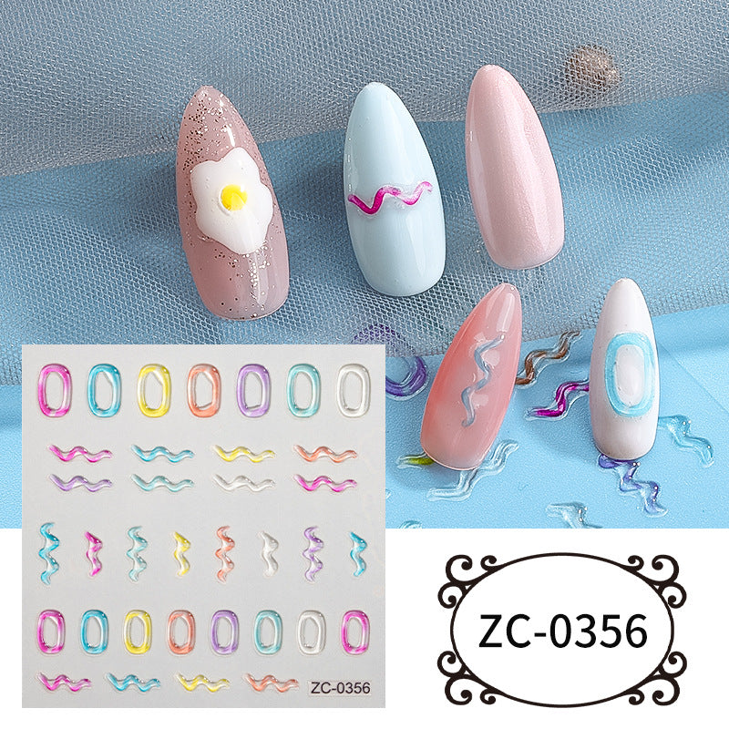 Semi-Transparent Heart-shaped Gold-Stamped Embossed Nail Stickers Brand: aeac