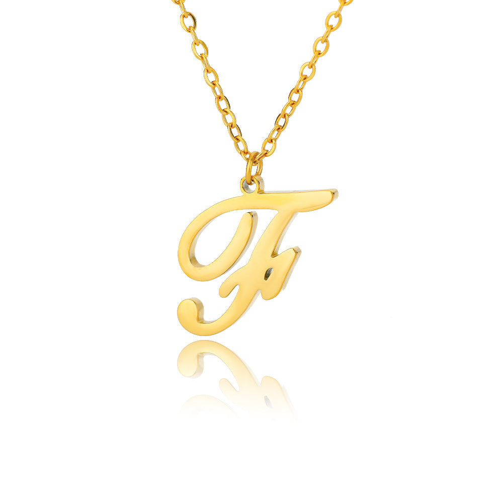 Stainless Steel 26 English Letter Necklace Brand: aeac