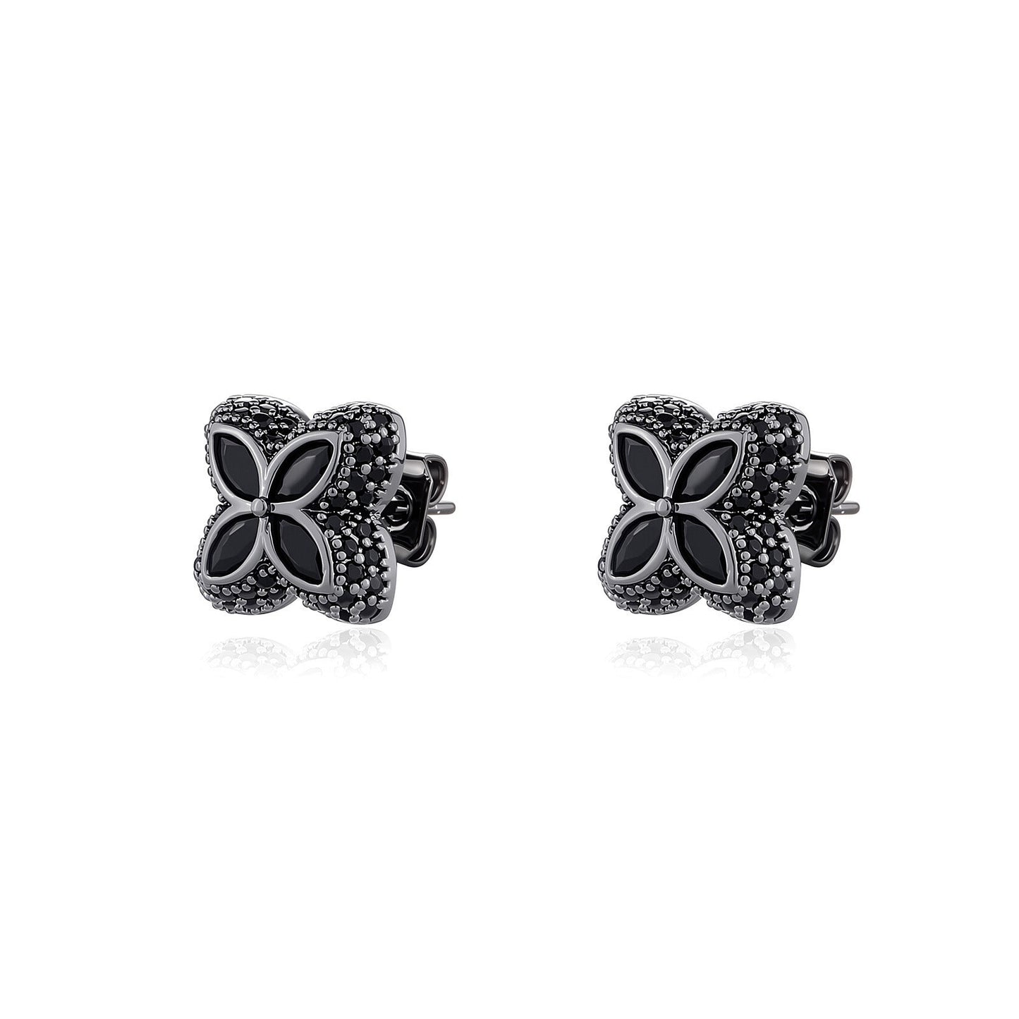 Four-Leaf Clover Full Diamond Inlaid Ear Studs Simple Earrings Brand: aeac