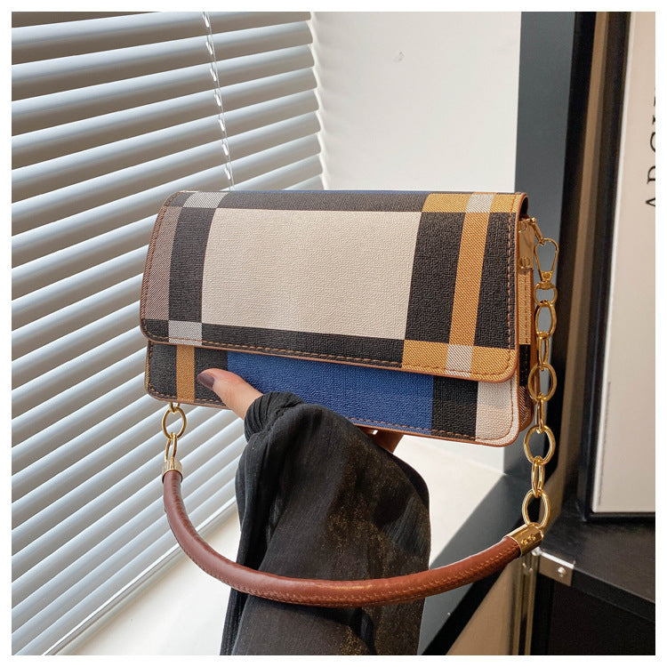 One-shoulder Portable Underarm Flow Color Contrast Patchwork Small Square Bag Brand: aeac