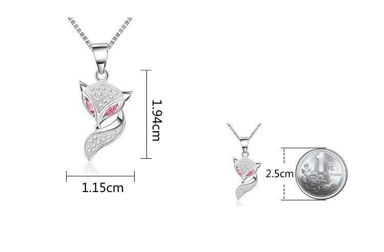 925 Sterling Silver Genuine Micro Inlaid Zircon Fox Pendant Brand: aeac