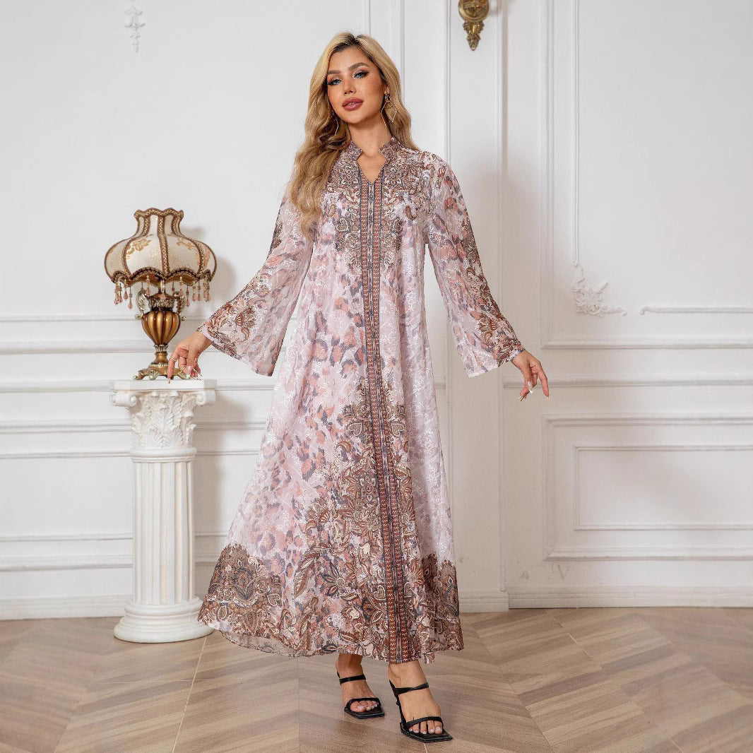 Womens Robe Embroidered Fabric Printed Dress Brand: aeac