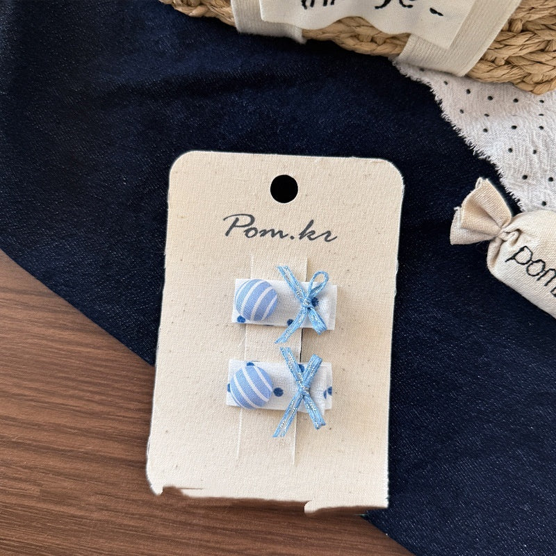 New Children's Denim Handmade Flower Polka Dot Bow Barrettes Brand: aeac