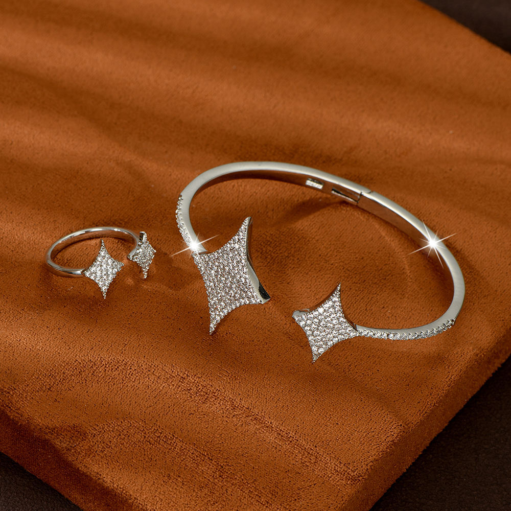 Simple Full Micro-paved Walewise Extension Jewelry Set Star Bracelet Brand: aeac
