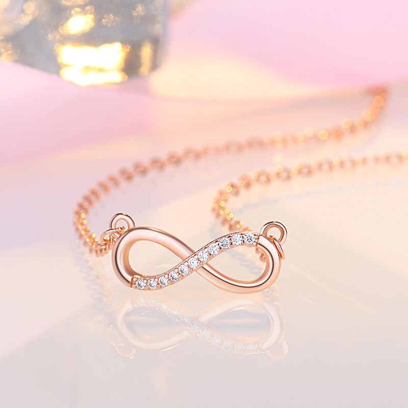 Japanese And Korean Sweet Art Micro Rhinestone 8-shaped Clavicle Necklace Brand: aeac