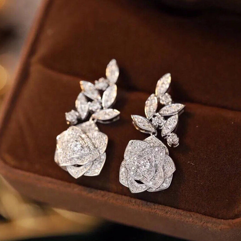 Flower Rose Earrings For Women Shiny Brand: aeac