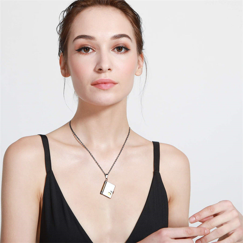 Stainless Steel Couple Book Pendant Necklace With Love Brand: aeac