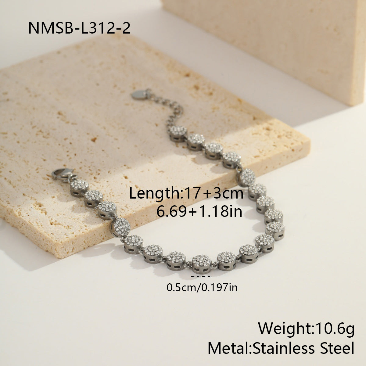 Color-Protecting Stainless Steel Round Heart Zircon Bracelet Brand: aeac