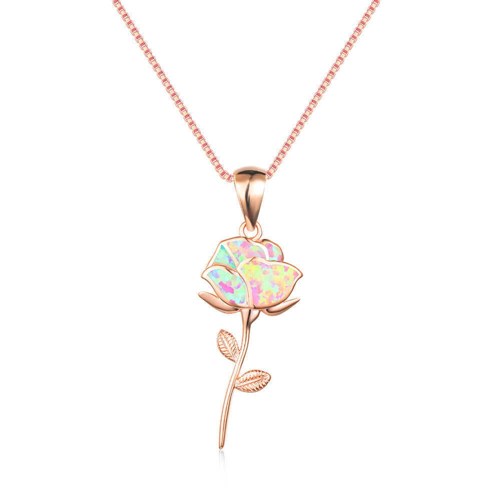 New French Romance And Beautiful Rose Opal Necklace Brand: aeac