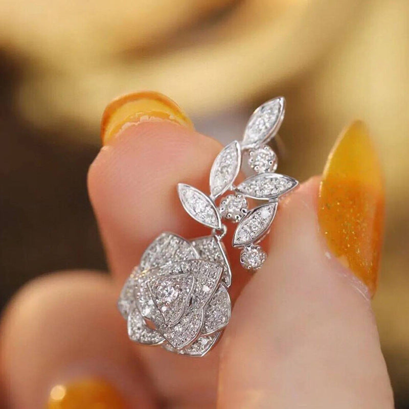 Flower Rose Earrings For Women Shiny Brand: aeac