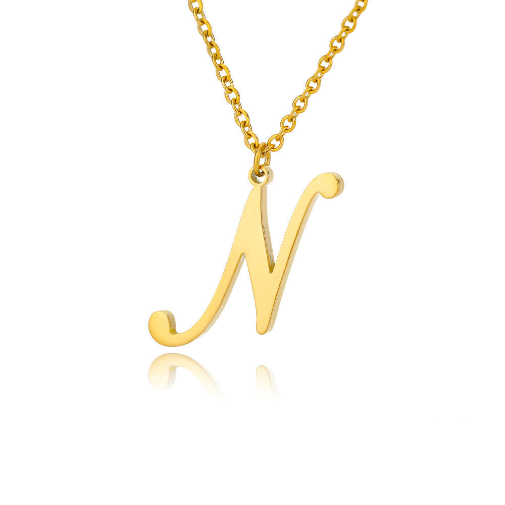 Stainless Steel 26 English Letter Necklace Brand: aeac