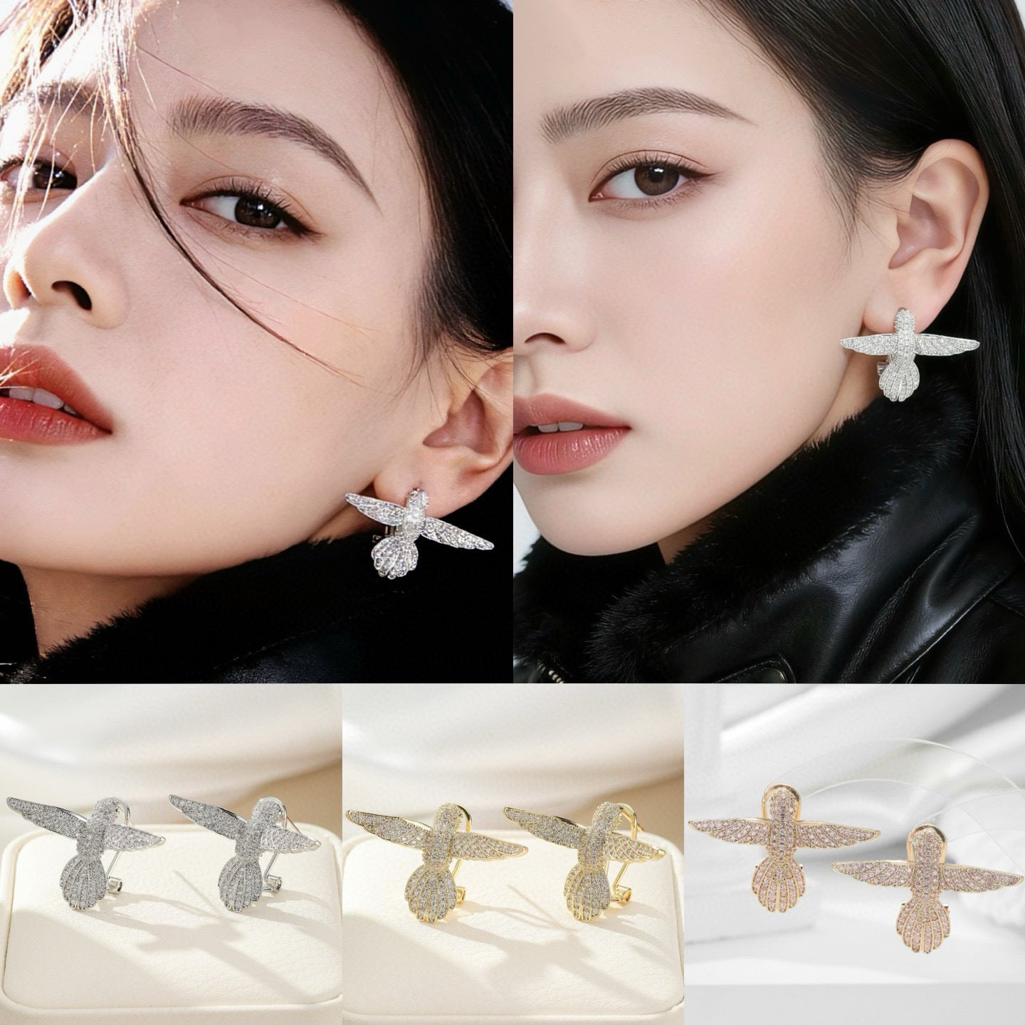 Micro-pave Zircon Bird Earrings With A Light, Luxurious And High-end Vibe Brand: aeac
