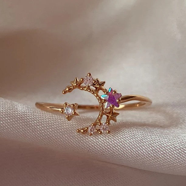 Retro Multi-element Cute And Sweet Pink Heart-shaped Butterfly Flower Open Ring Brand: aeac