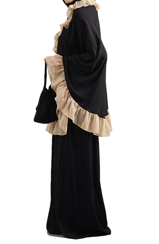 Muslim Kids Ramadan Girls Long Sleeve Dress Hijab Abaya Robe Arab Dubai Children Kaftan Headscarf Islamic Kids c Brand: aeac