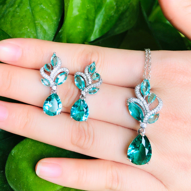 Aaa Zircon European And Beautiful Necklace And Earrings Two-Piece Set Brand: aeac