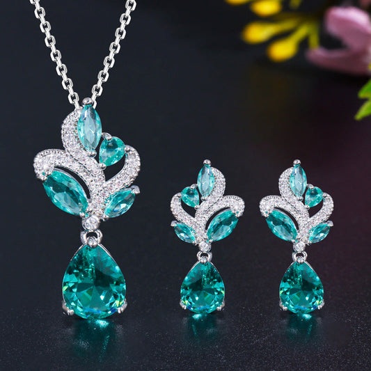 Aaa Zircon European And Beautiful Necklace And Earrings Two-Piece Set Brand: aeac