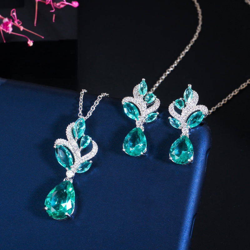Aaa Zircon European And Beautiful Necklace And Earrings Two-Piece Set Brand: aeac